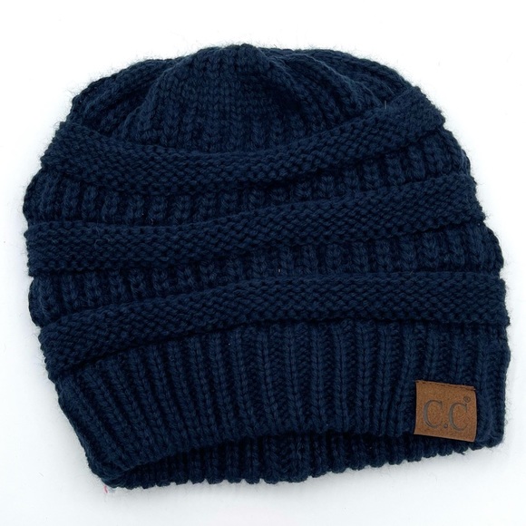 Dark Navy Blue CC Knitted Beanie - Picture 1 of 2